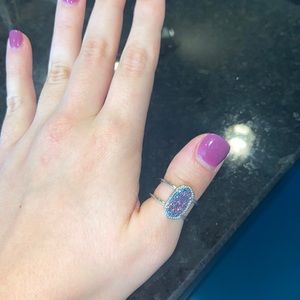 Kendra Scott Elyse Silver Double Band Ring - Blue/Purple Drusy